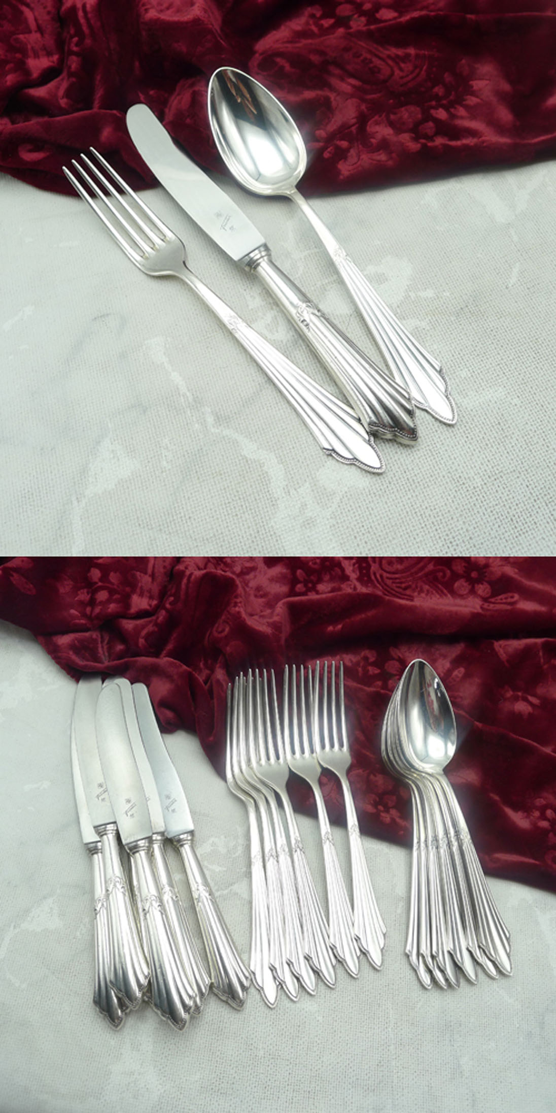 WMF 900 Fächer Menübesteck 6 Personen 90 versilbert
