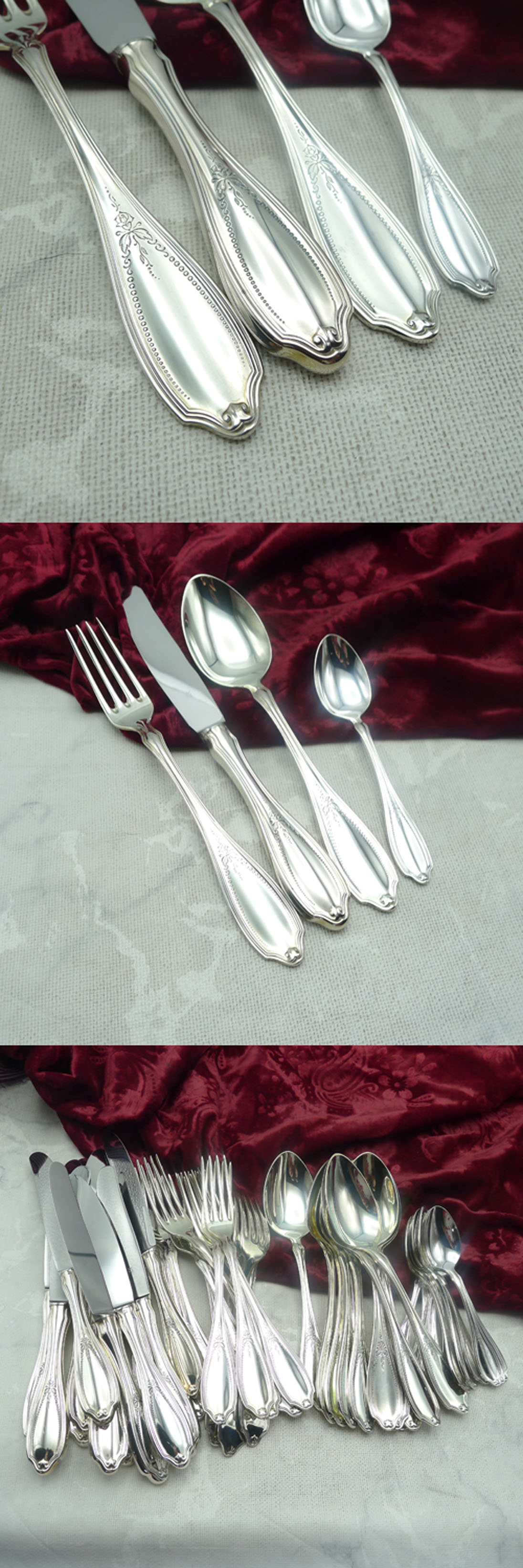 WMF Englische Rose Tafelbesteck 12 Personen 90 versilbert