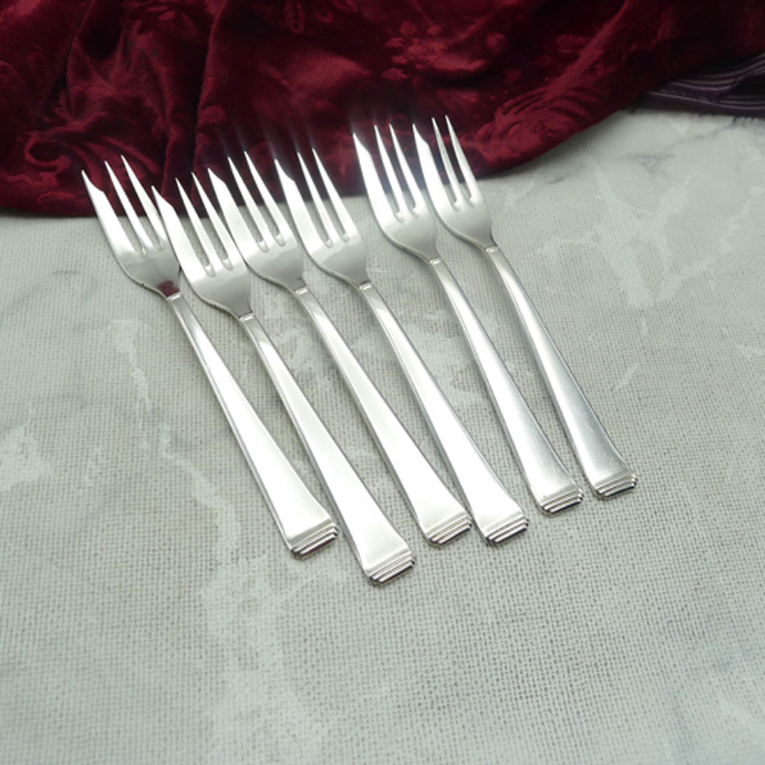 OKA 131 Art Deco 6 Kuchengabeln klein 90 versilbert
