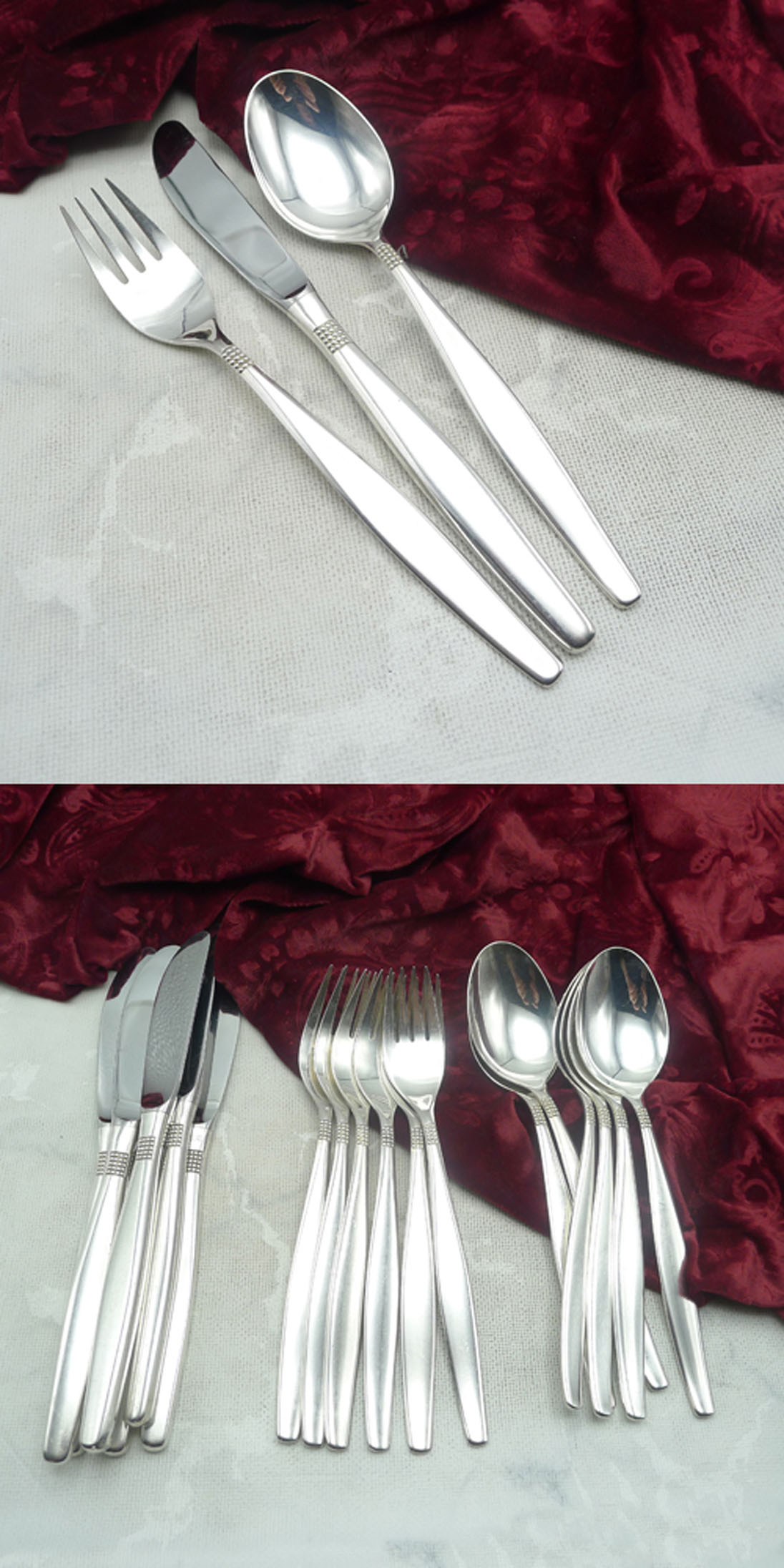 BSF 111 Dänisch Perl Tafelbesteck 6 Personen 90 versilbert