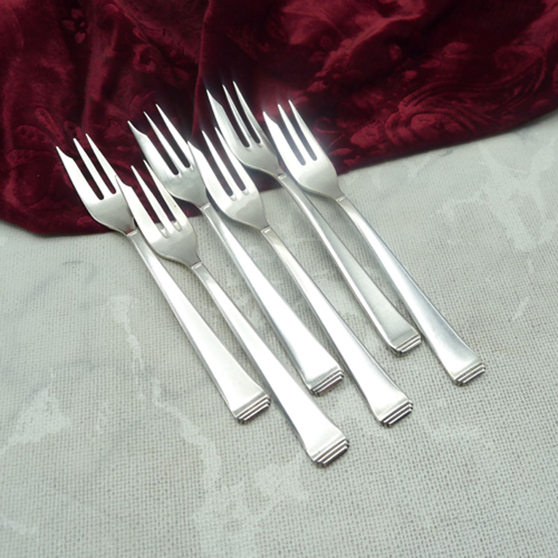 OKA 131 Art Deco 6 Kuchengabeln klein 90 versilbert