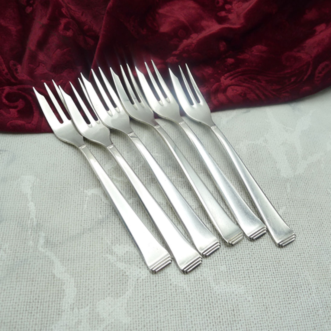 OKA 131 Art Deco 6 Kuchengabeln klein 90 versilbert