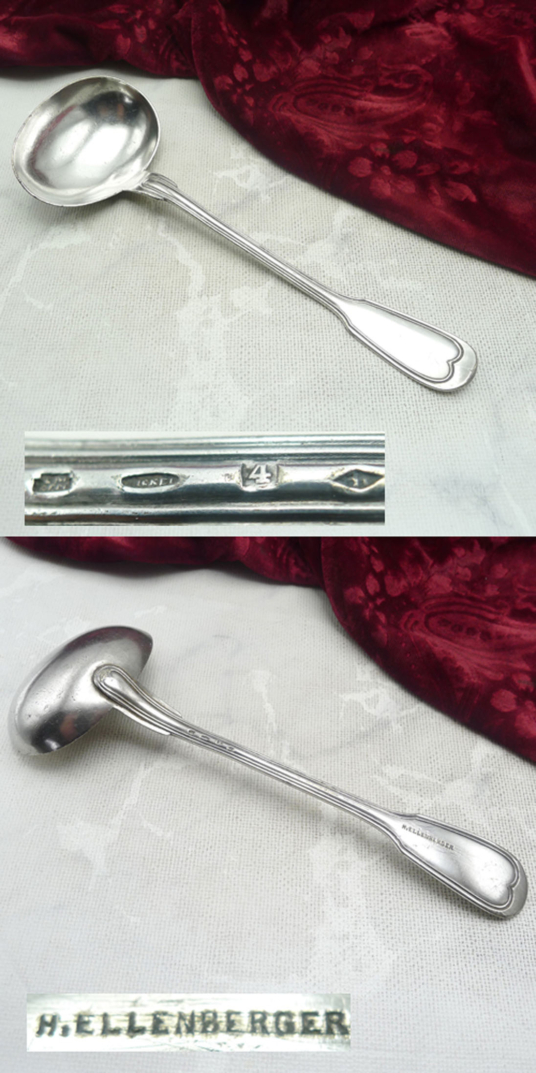 Augsburger Faden Vintage lange Saucenkelle versilbert