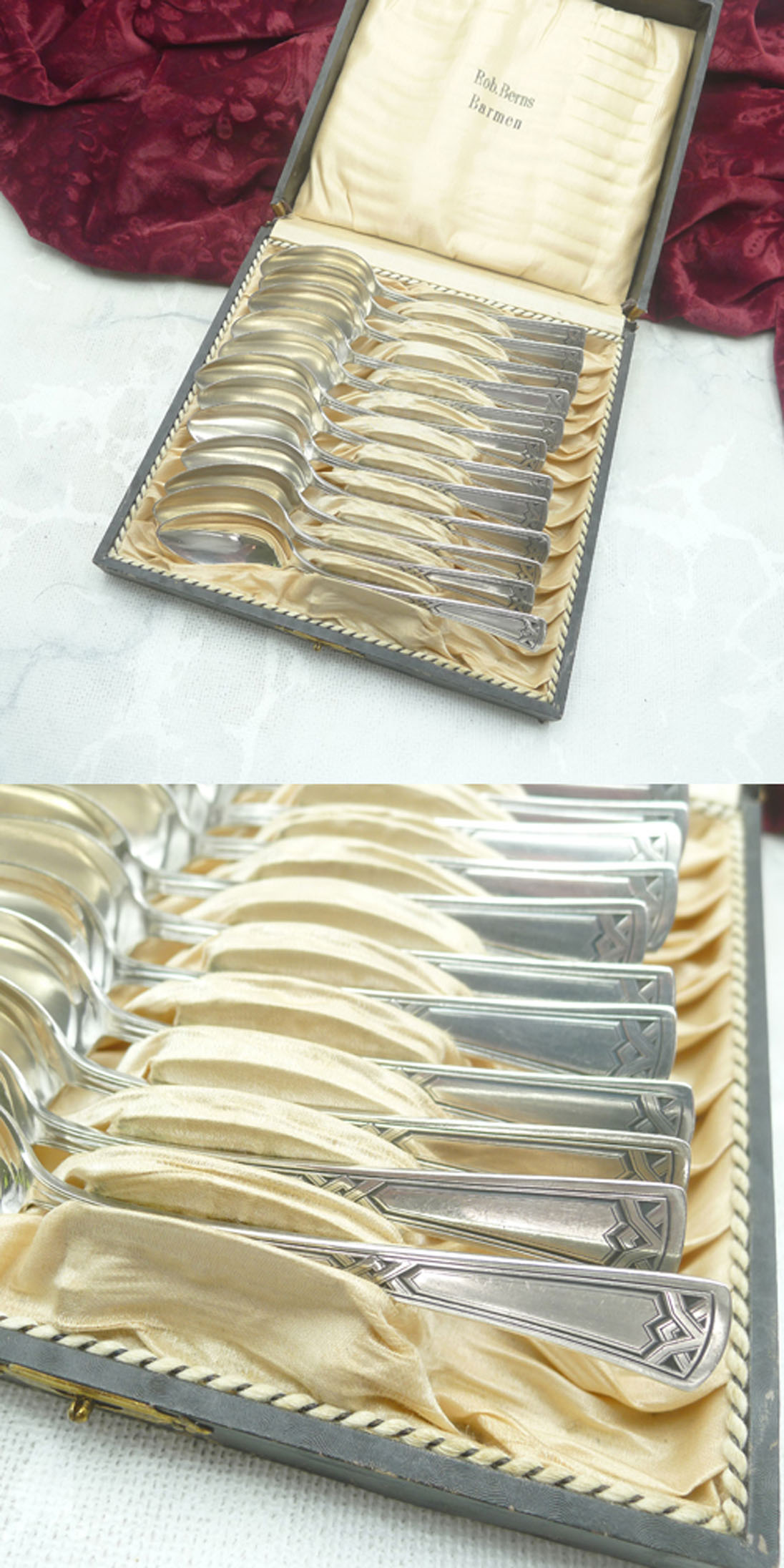 Erbe Ideal Jugendstil 12 Kaffeelöffel 20 versilbert
