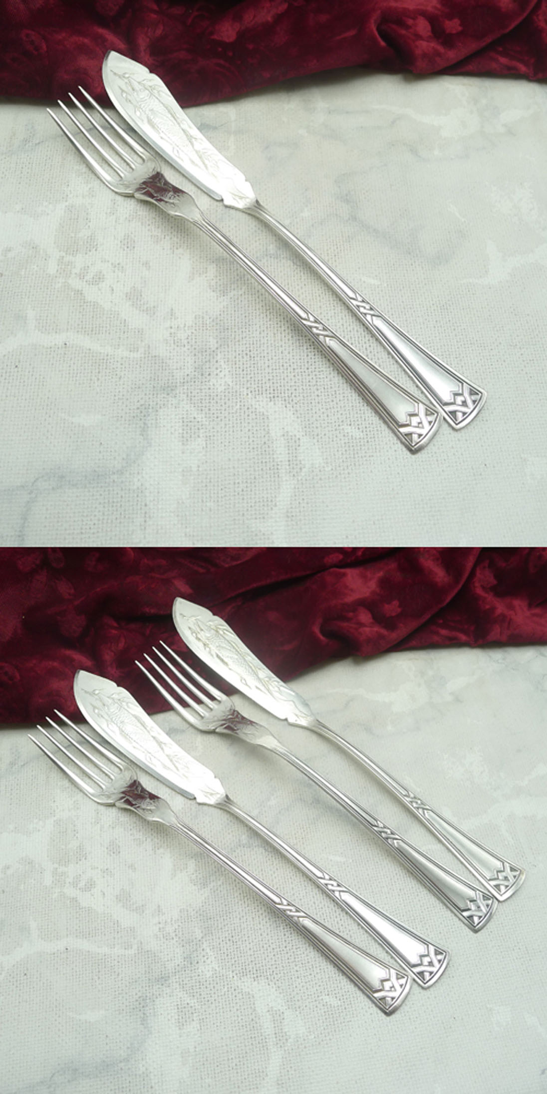 Erbe Ideal Jugendstil Fischbesteck 2 Personen 20 versilbert