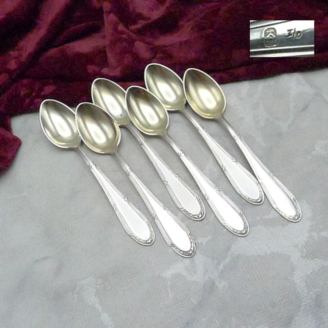 WMF 200 Kreuzband 6 Mokkalöffel 10,8cm versilbert