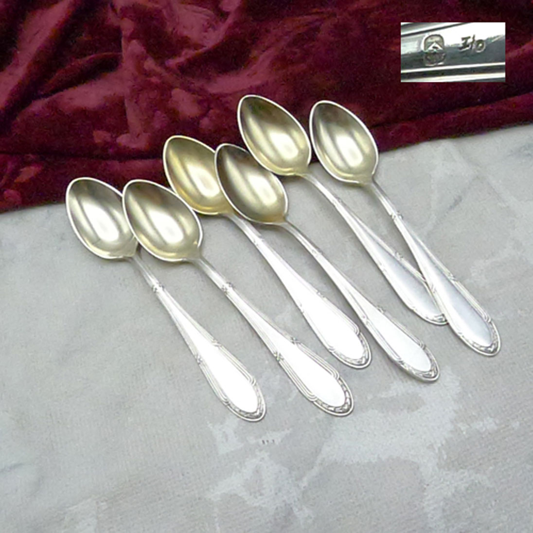 WMF 200 Kreuzband 6 Mokkalöffel 10,8cm versilbert