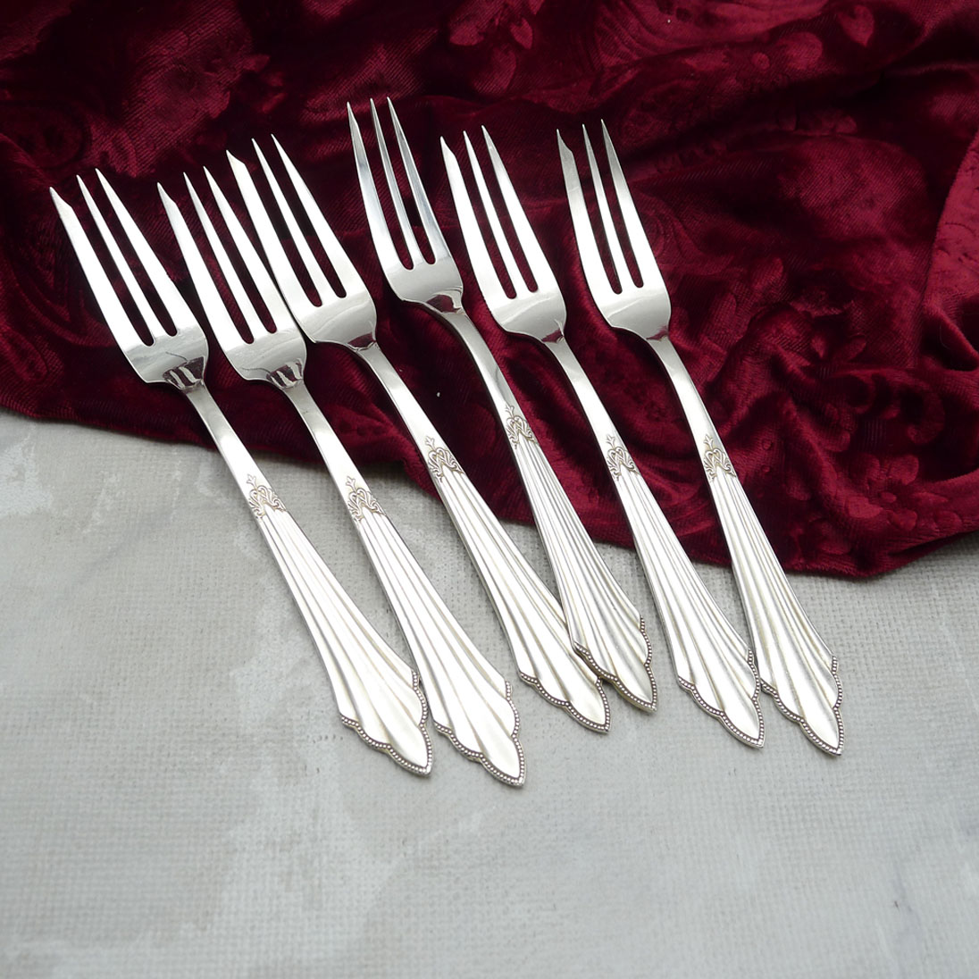 WMF 900 Fächer 6 Obstgabeln 14,6cm versilbert