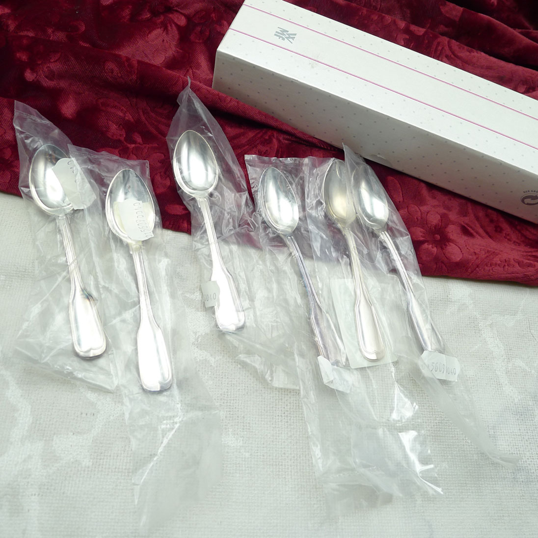 WMF Augsburger Faden 6 Mokkalöffel 11cm 90 versilbert