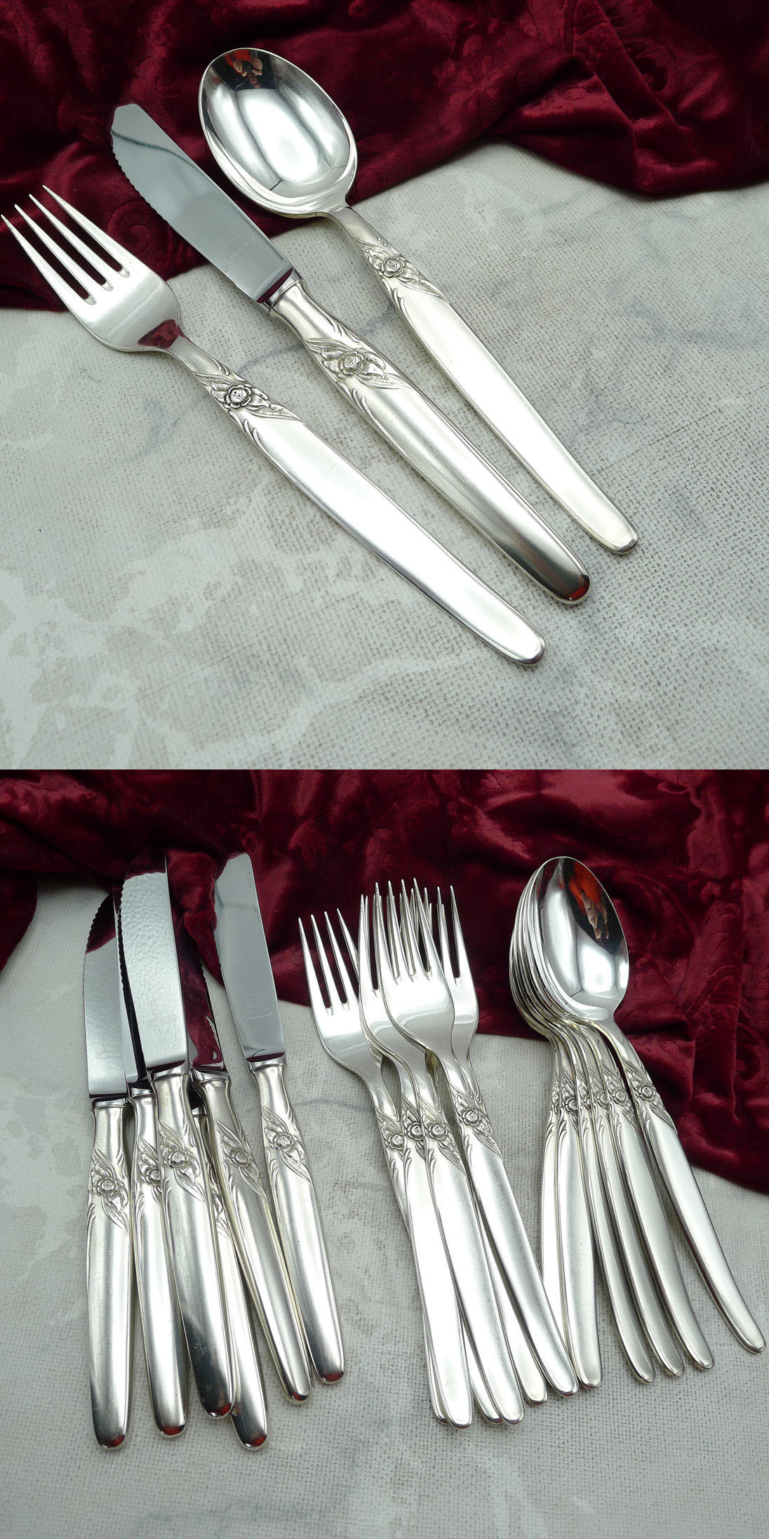 Seibel Kleeblatt Rose Tafelbesteck 6 Personen 100 versilbert