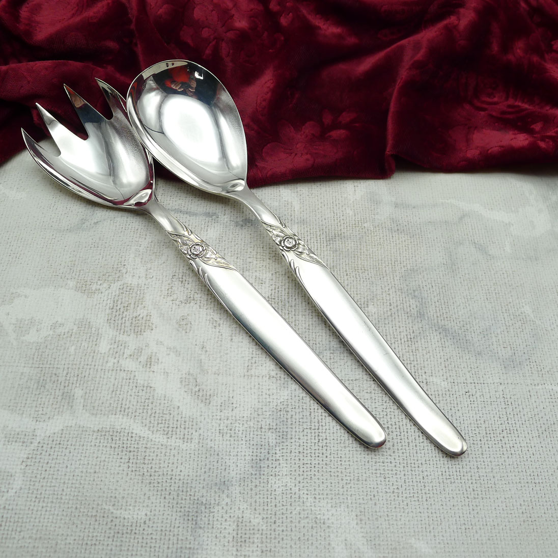 Seibel Kleeblatt Rose Salatbesteck 100 versilbert