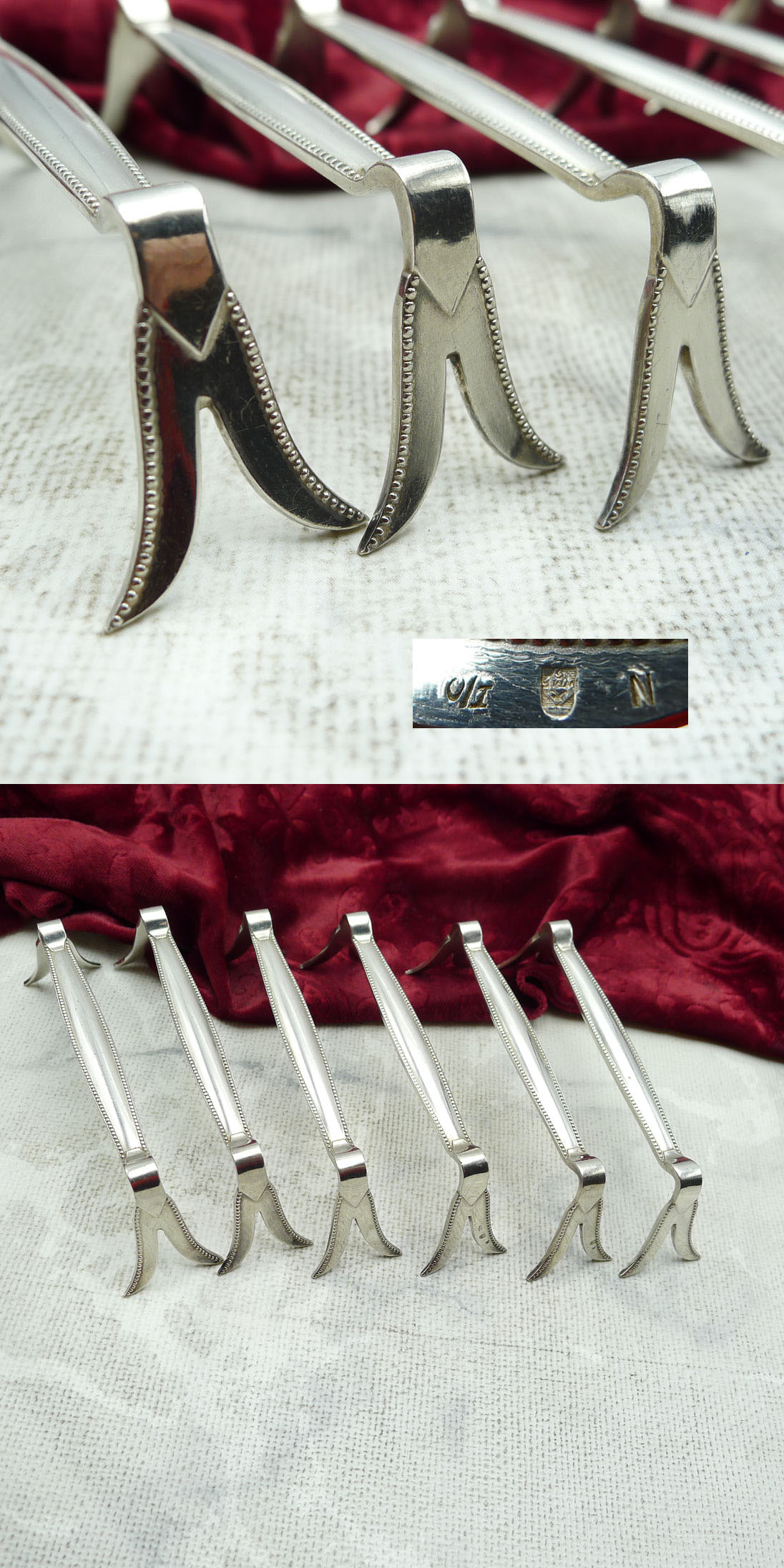 WMF 500 Perlrand 6 Messerbänkchen versilbert
