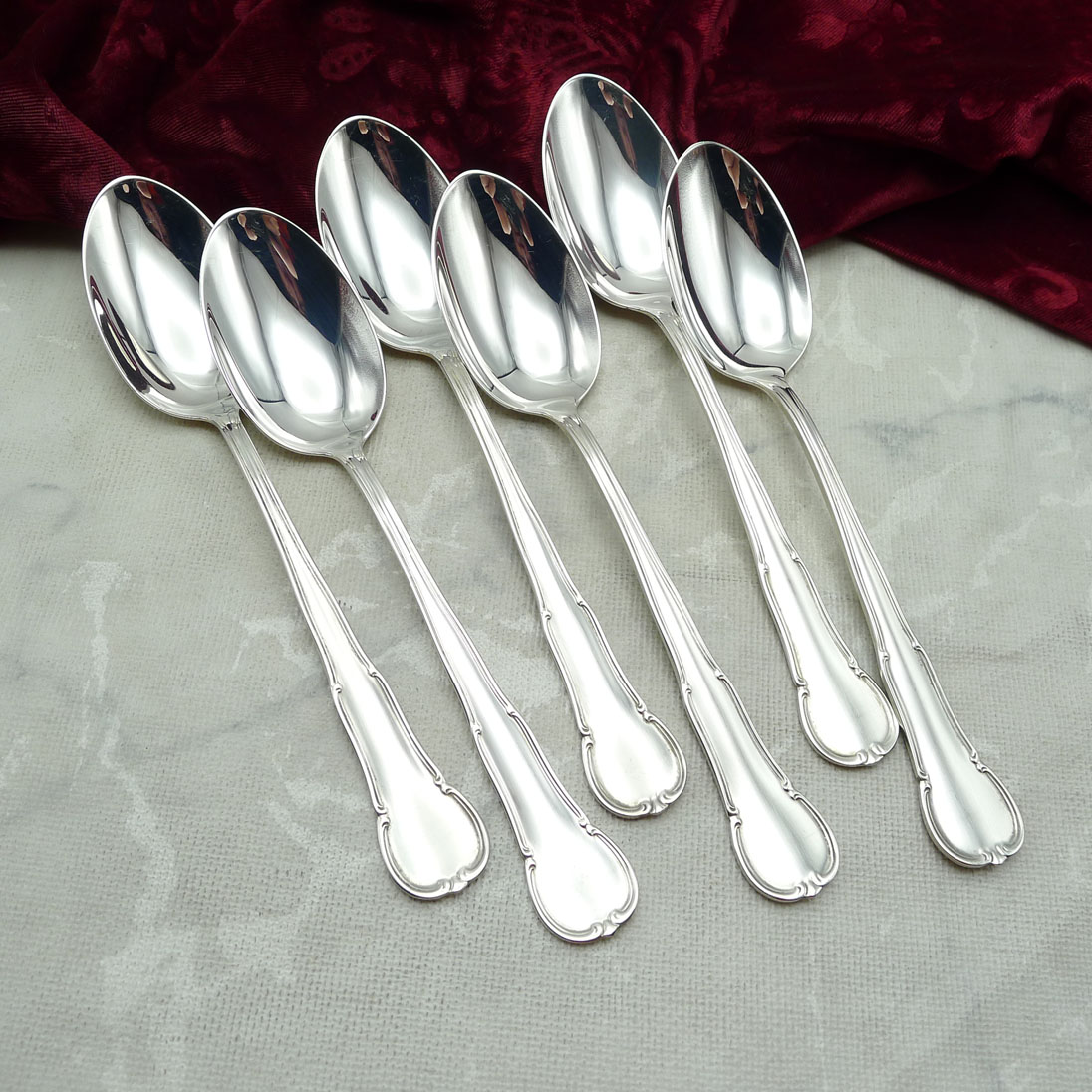 WMF 3200 Barock 6 Dessertlöffel 18,4cm 90 versilbert