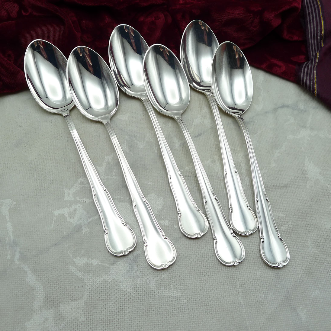 WMF 3200 Barock 6 Dessertlöffel 18,4cm 90 versilbert
