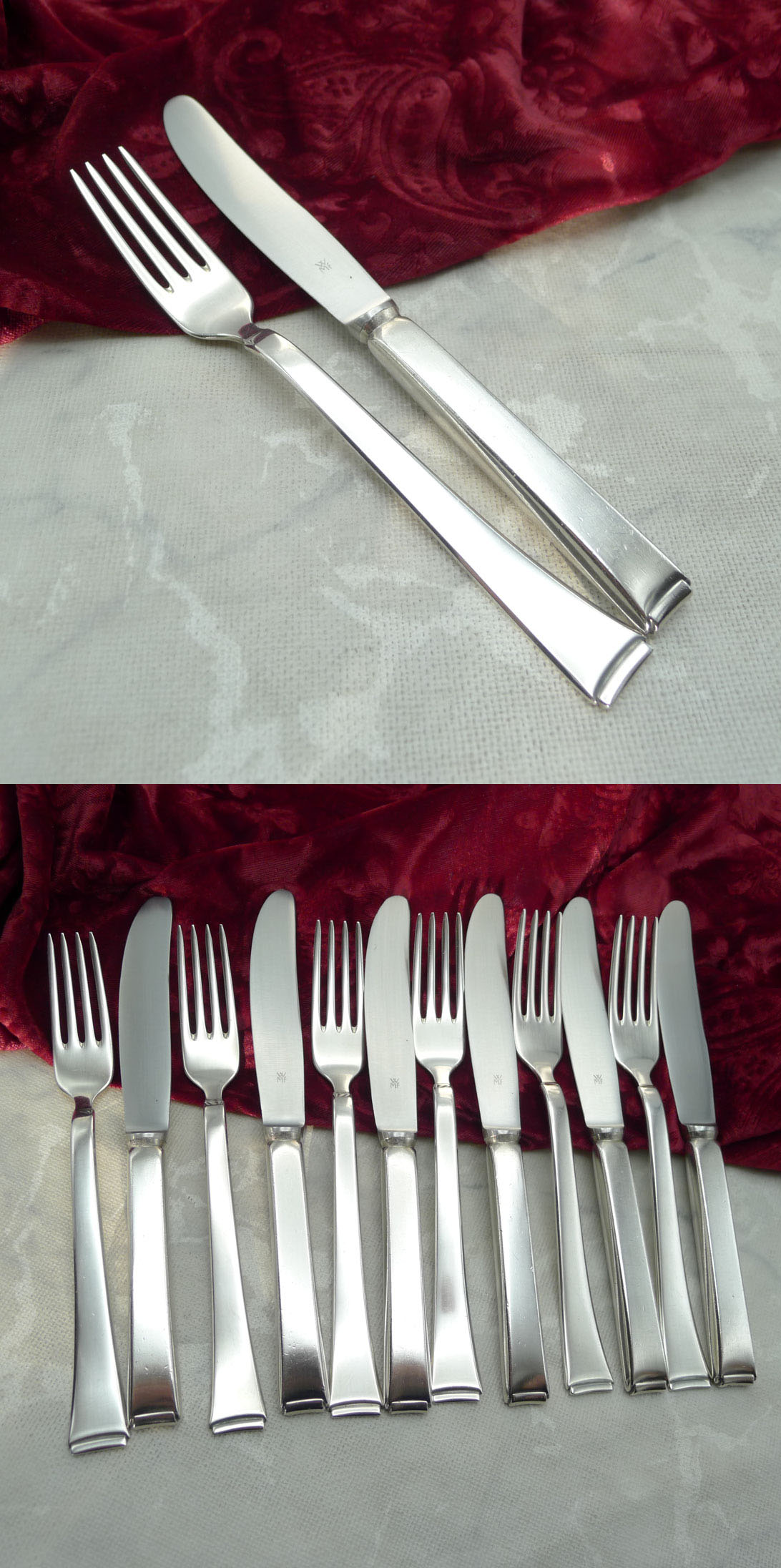 WMF 2500 Art Deco Dessertbesteck 6 Personen 90 versilbert