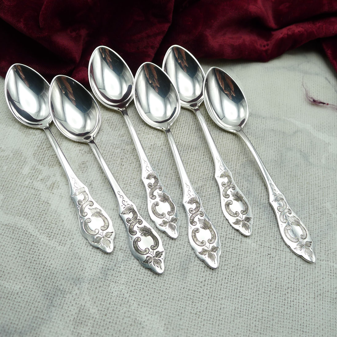 Hanseat Ostfriesenmuster 6 Teellöffel 12,6cm 90 versilbert