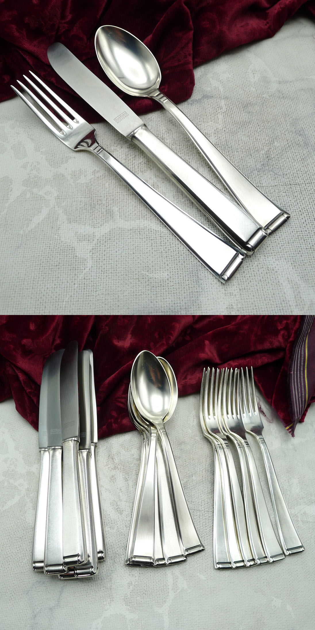 Auerhahn 222 Art Deco Menübesteck 6 Personen 90 versilbert