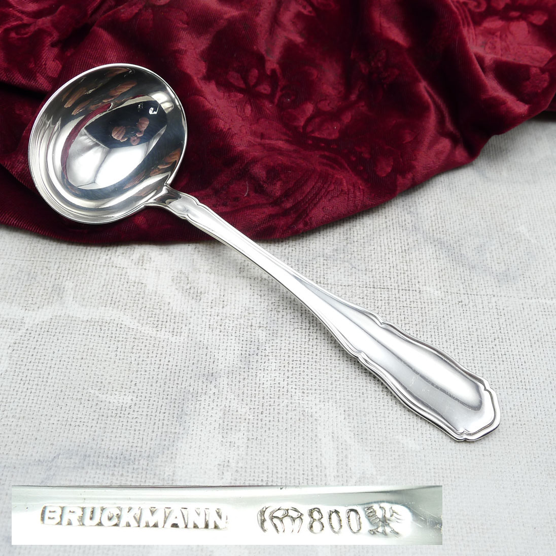 Bruckmann 570 sächs. Hofmuster Saucenkelle 800 Silber