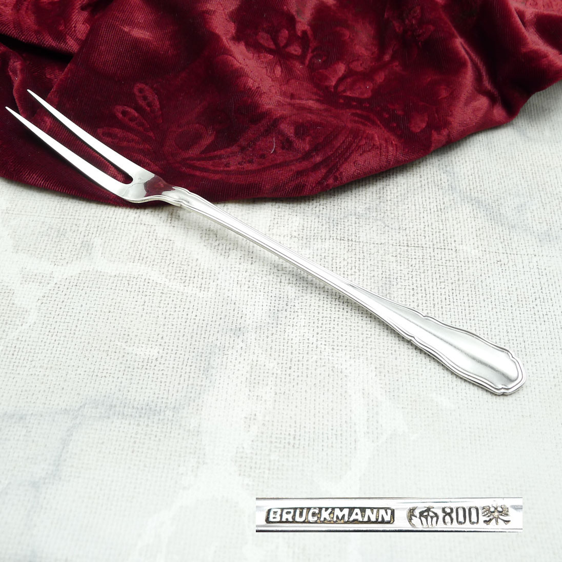 Bruckmann 570 sächs. Hofmuster Fleischgabel 800 Silber