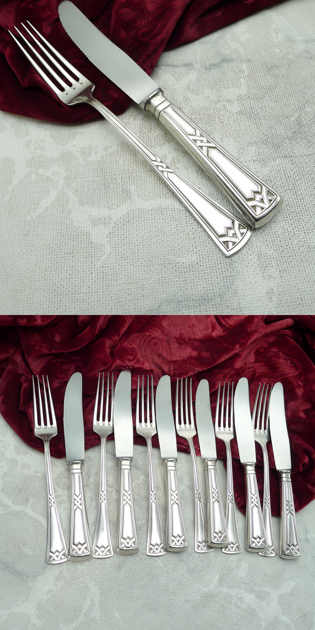Erbe Ideal Jugendstil Dessertbesteck 6 Personen versilbert