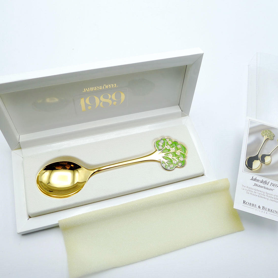 Robbe & Berking Jahreslöffel 1989 Blütenbaum 925 Silber vergoldet