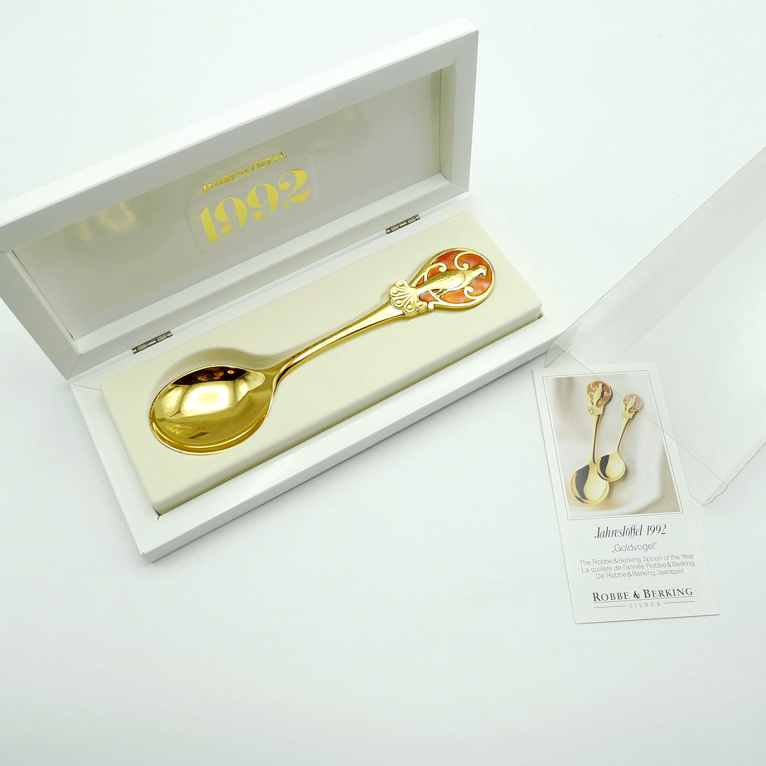 Robbe & Berking Jahreslöffel 1992 Goldvogel 925 Silber vergoldet