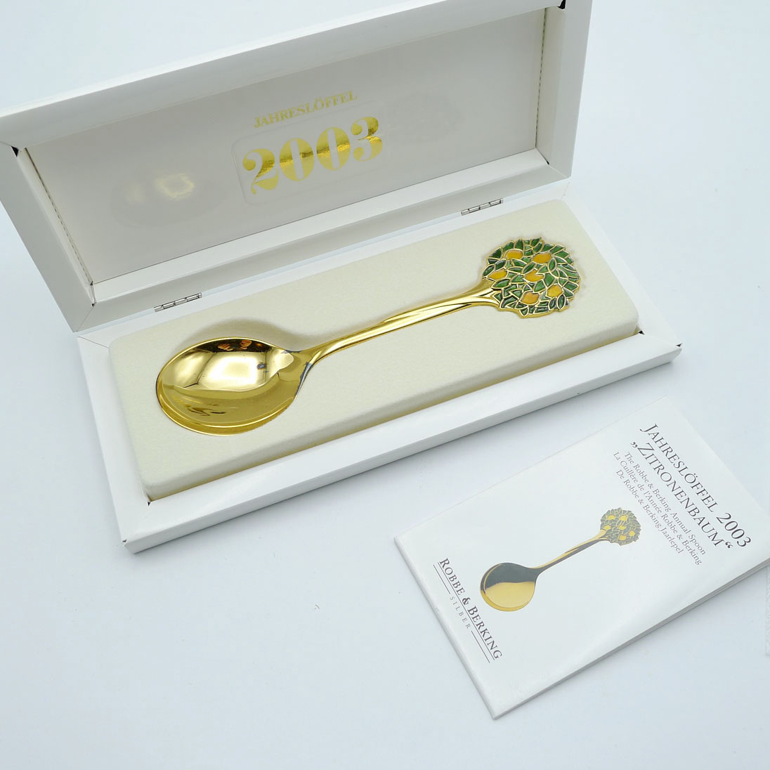 Robbe & Berking Jahreslöffel 2003 Zitronenbaum 925 Silber vergoldet