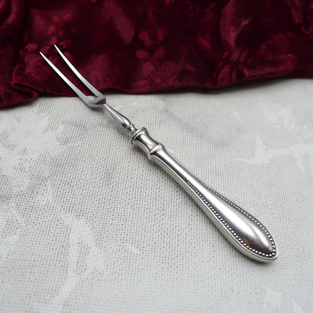Fleischgabel Perlrand mit Heftgriff RJC 90 versilbert