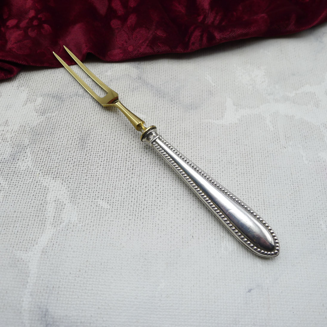 Fleischgabel Perlrand mit Heftgriff JB 800 Silber