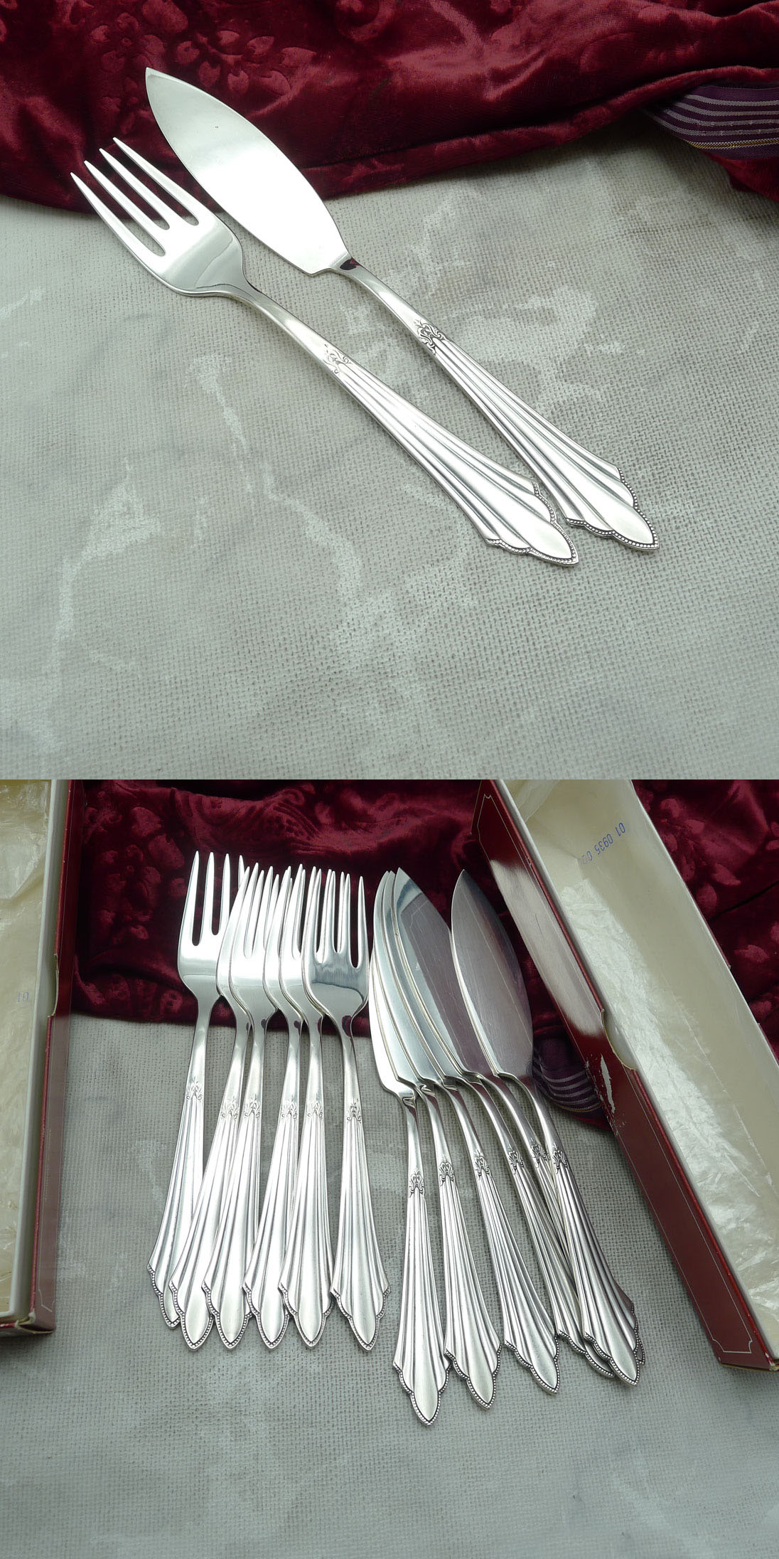 WMF 900 Fächer Fischbesteck 6 Personen 90 versilbert NEU