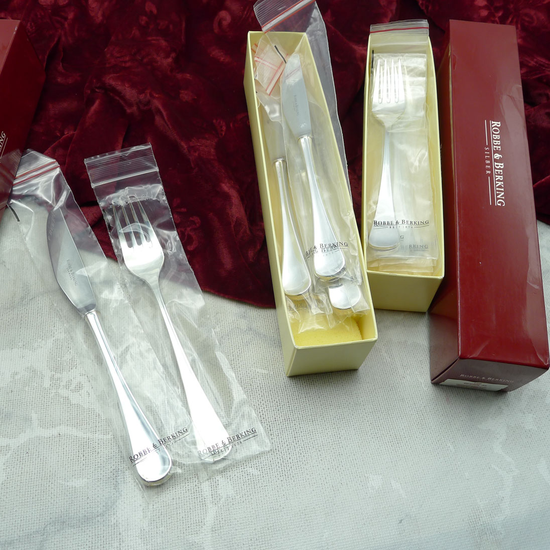 Robbe & Berking 35 Scandia Dessertbesteck 6 Personen 150 versilbert