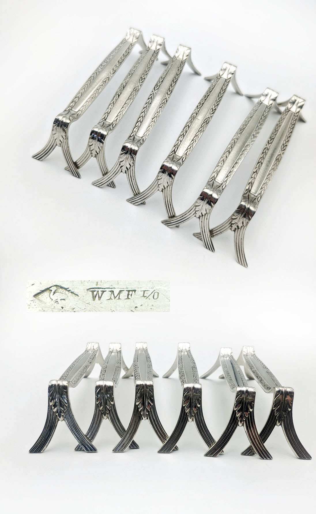 WMF 200 Kreuzband 6 Messerbänkchen versilbert