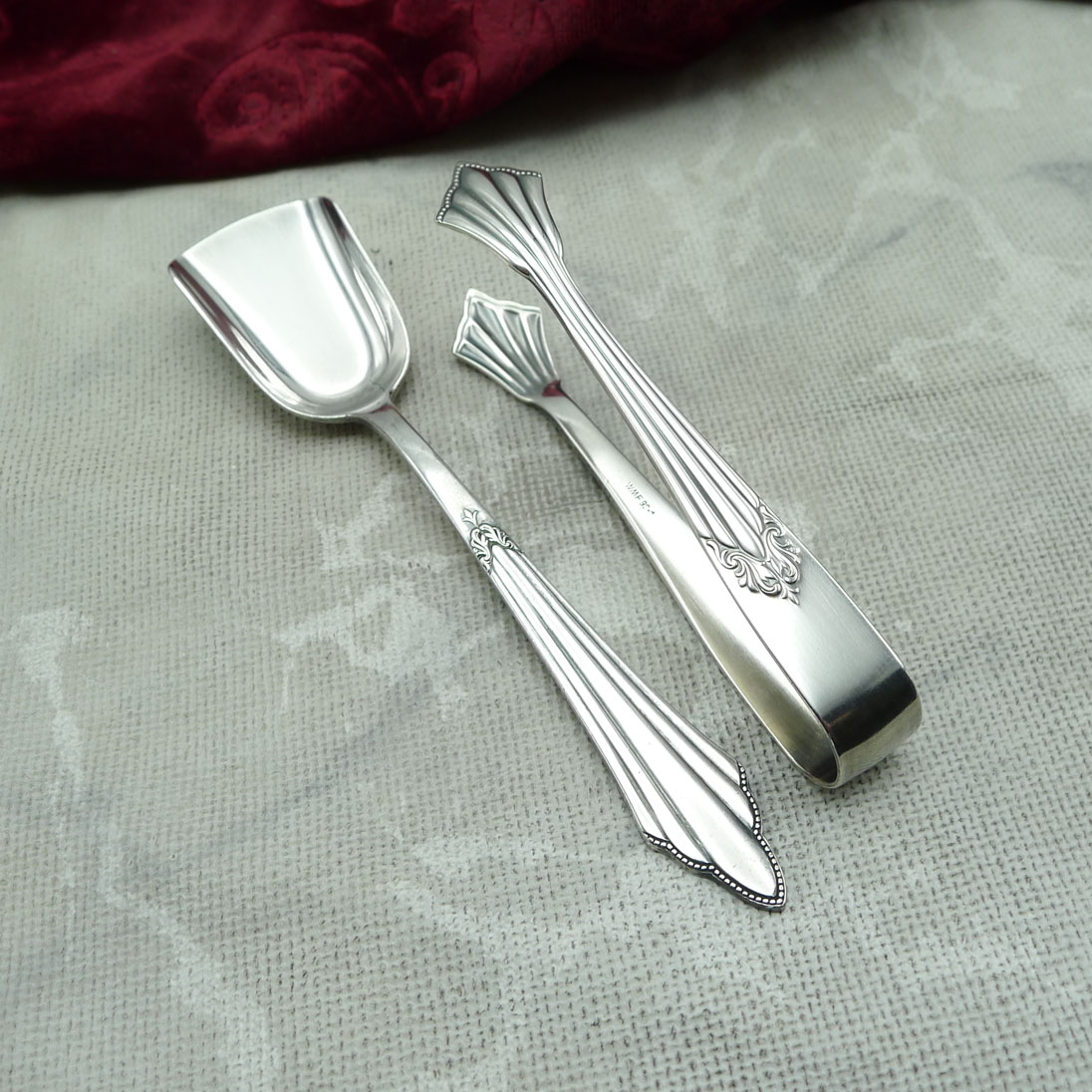 WMF 900 Fächer Zuckerlöffel & Zuckerzange 90 versilbert