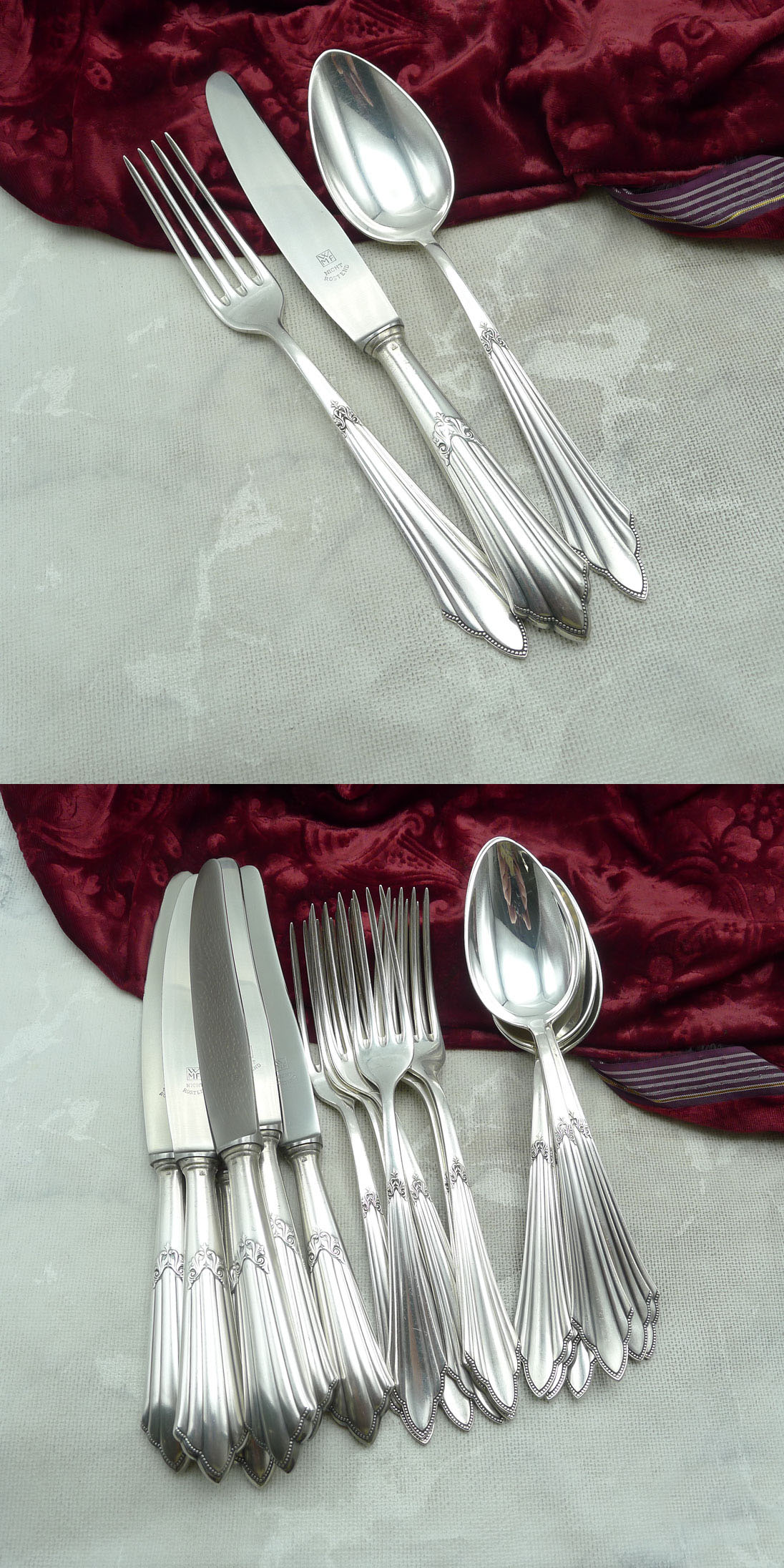 WMF 900 Fächer Tafelbesteck 6 Personen 90 versilbert