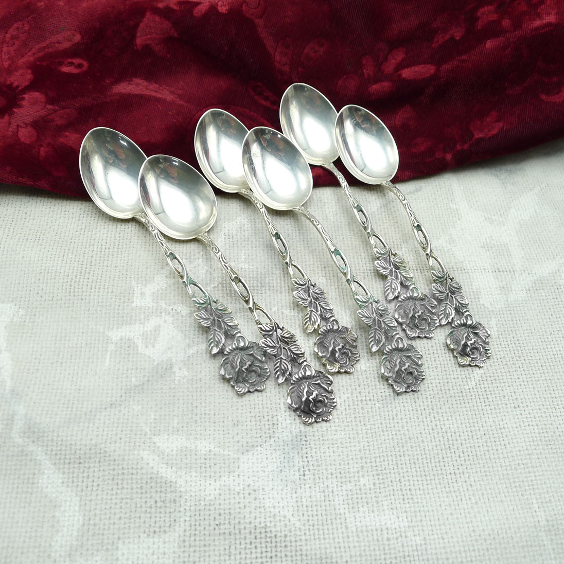 Hildesheimer Rose 6 Mokkalöffel Albo 800 Silber