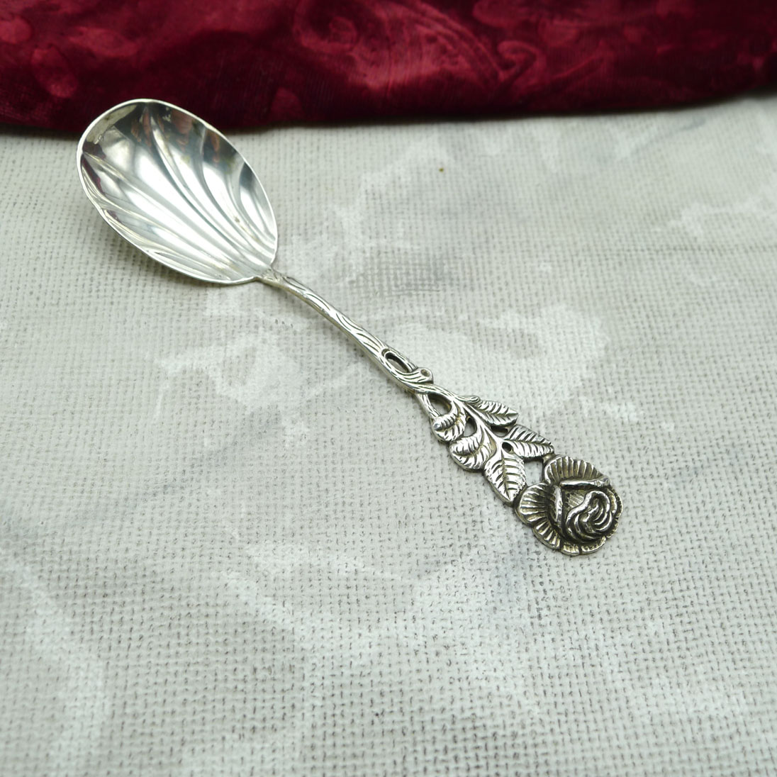 Hildesheimer Rose Zuckerlöffel 800 Silber Antiko