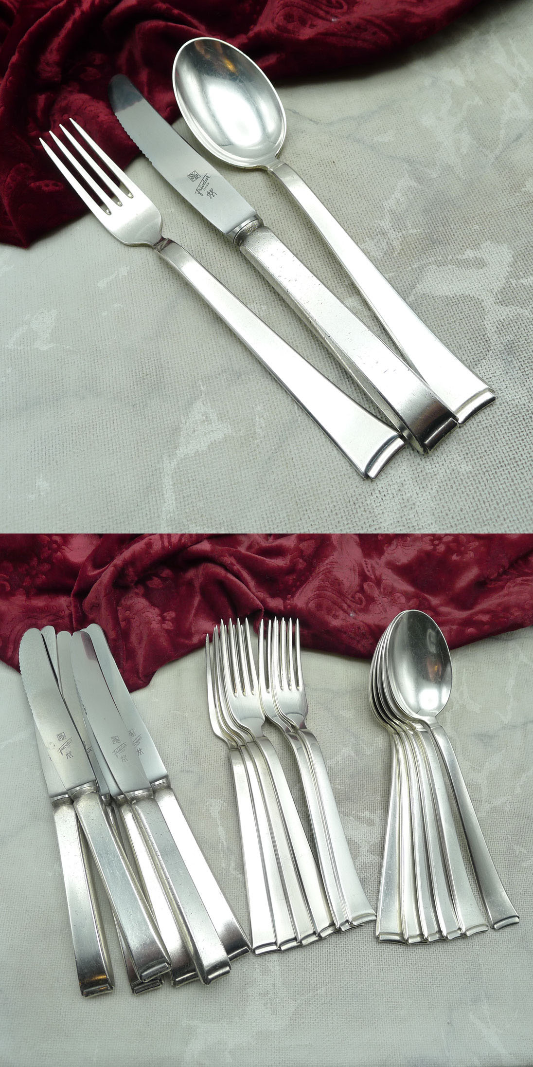 WMF 2500 Art Deco Tafelbesteck 6 Personen 90 versilbert