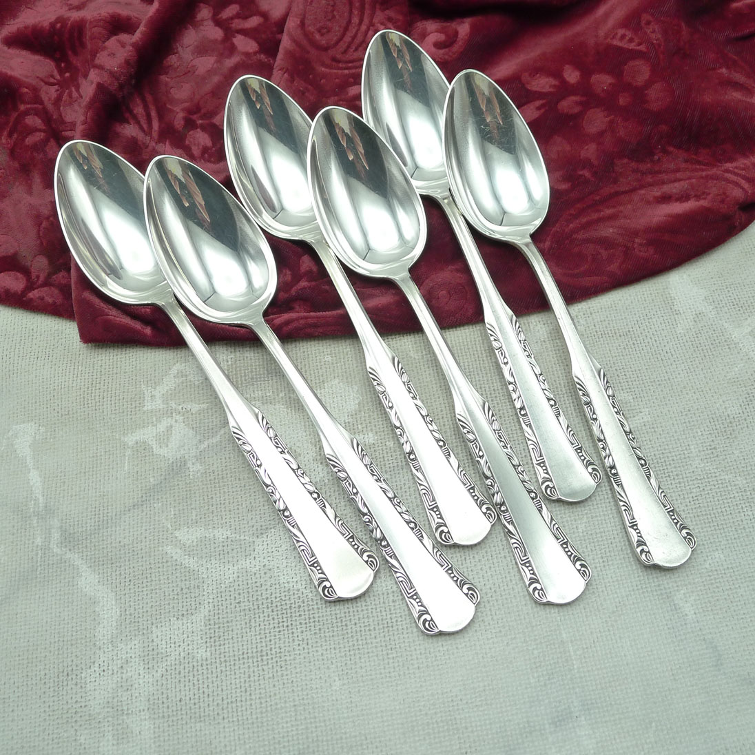 WMF 2000 Art Deco 6 Dessertlöffel 18,5cm 90 versilbert