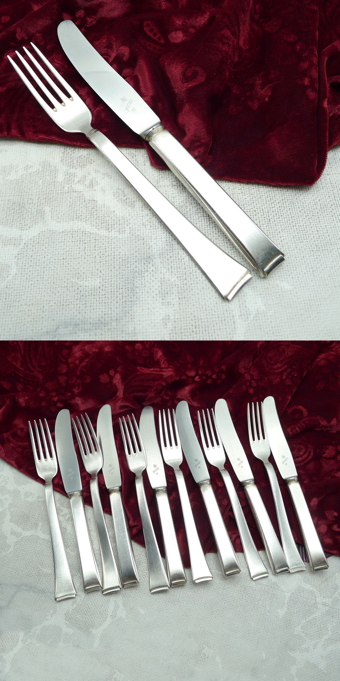 WMF 2500 Art Deco Dessertbesteck 6 Personen 90 versilbert