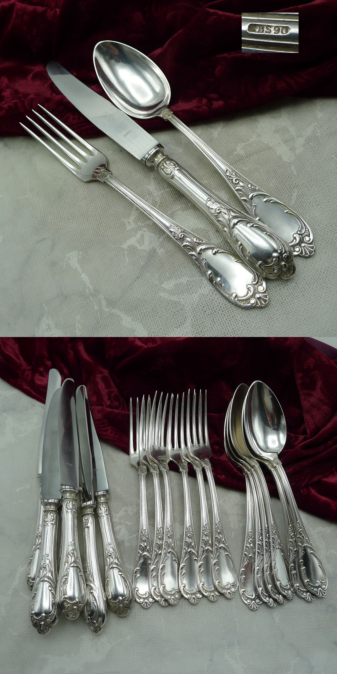Wellner (CBS) 61 Pluto Rokoko Tafelbesteck 6 Personen 90 versilbert