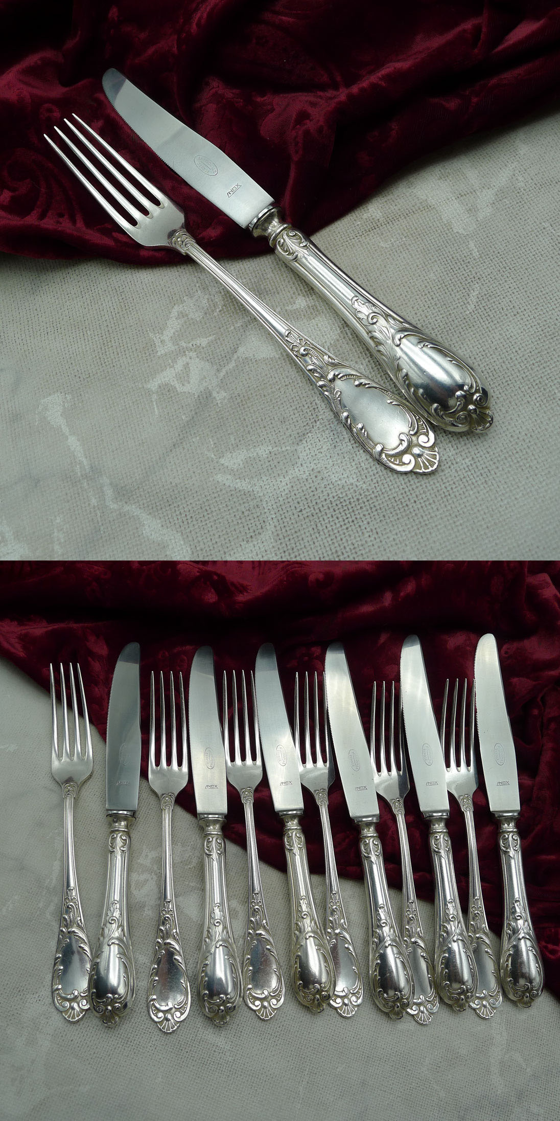 Wellner (CBS) 61 Pluto Rokoko Dessertbesteck 6 Personen 90 versilbert
