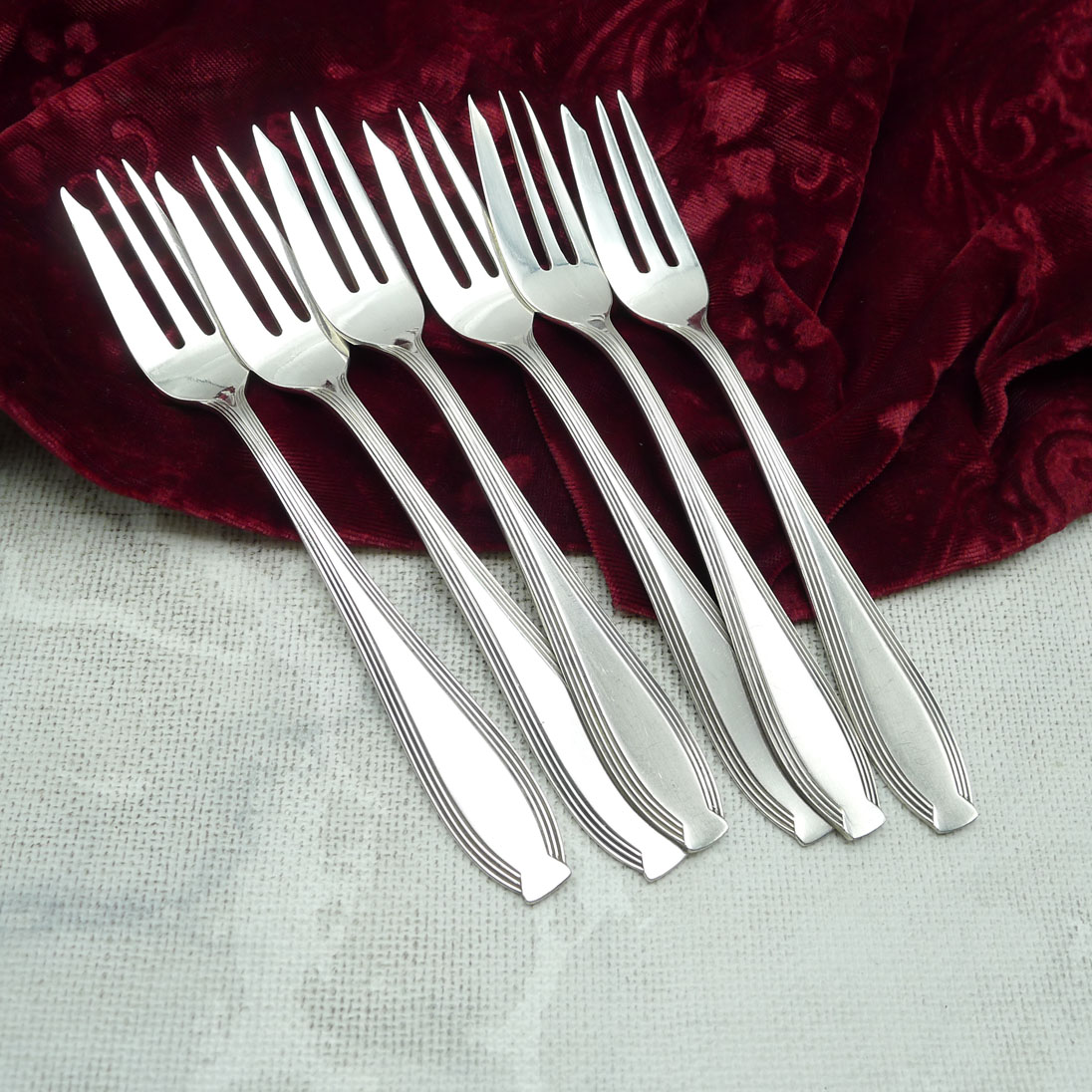 WMF 82/300 Jugendstil 6 Kuchengabeln versilbert