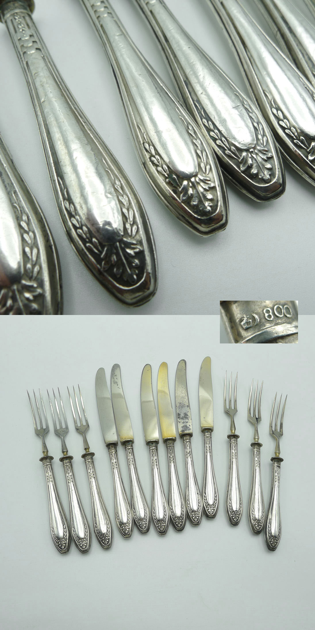 Jugendstil Obstbesteck 6 Personen 800 Silber Hefte