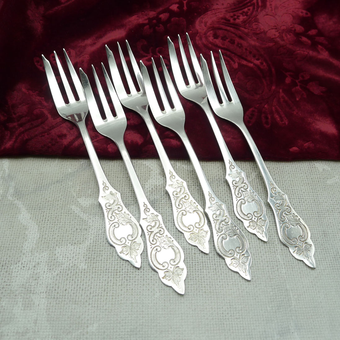 Robbe & Berking Ostfriesenmuster 6 Kuchengabeln 90 versilbert