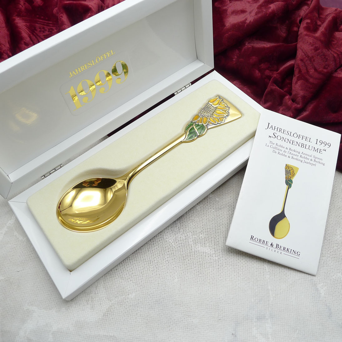 Robbe & Berking Jahreslöffel 1999 Sonnenblume 925 Silber vergoldet