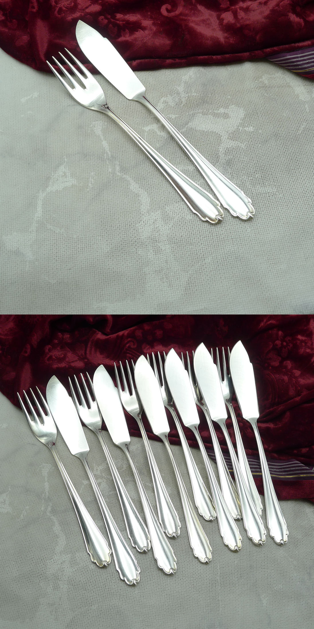 Bruckmann 690 Lieselotte Fischbesteck 6 Personen 90 versilbert