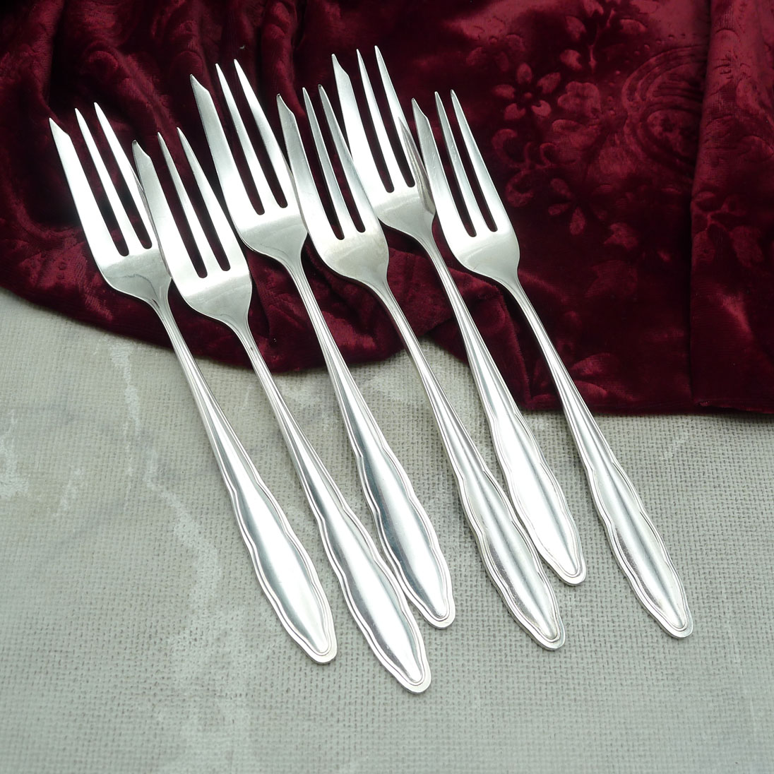 WMF 1500 Chippendale 6 Kuchengabeln 90 versilbert