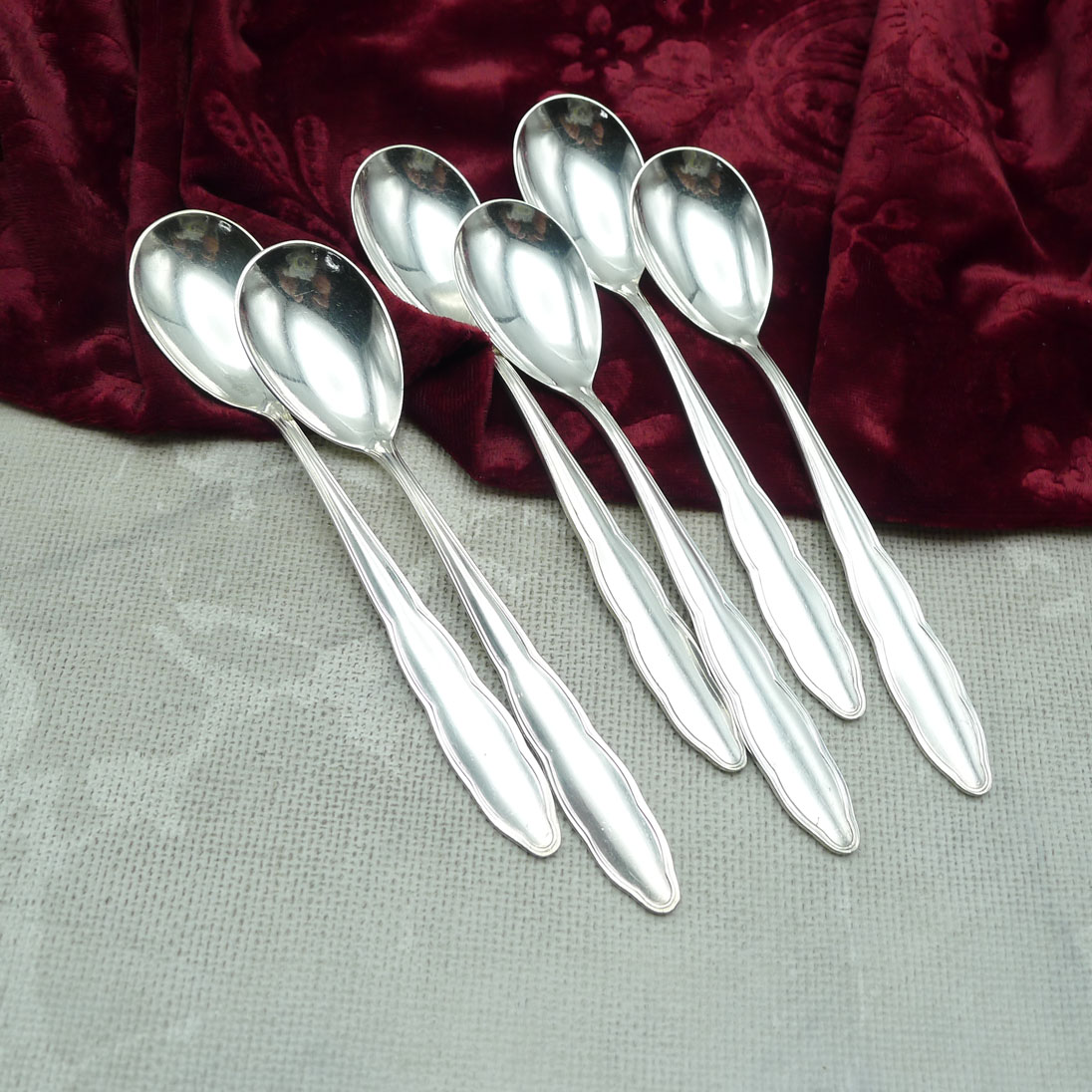 WMF 1500 Chippendale 6 Eislöffel 13,2cm 90 versilbert