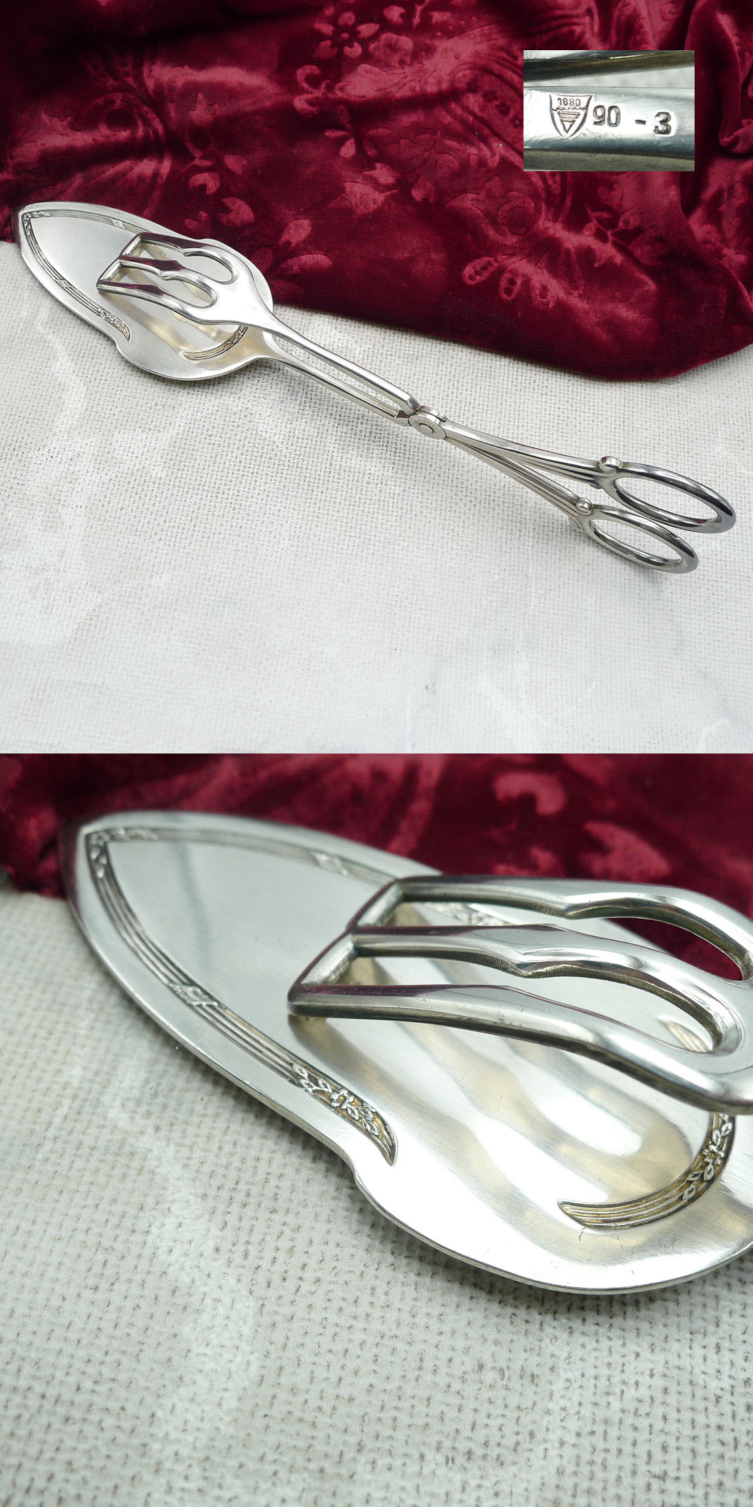 Gebäckzange Jugendstil Rekord 90 versilbert