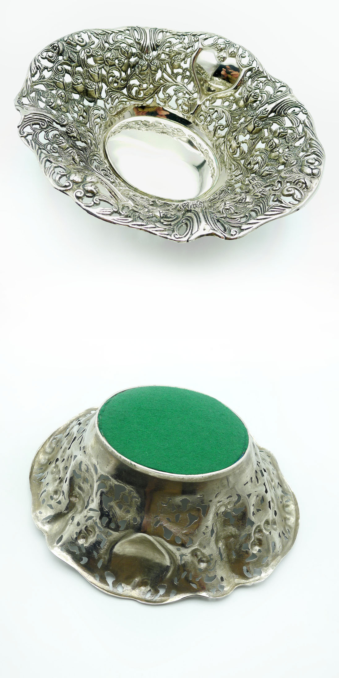 Körbchen mit durchbrochenem Dekor versilbert